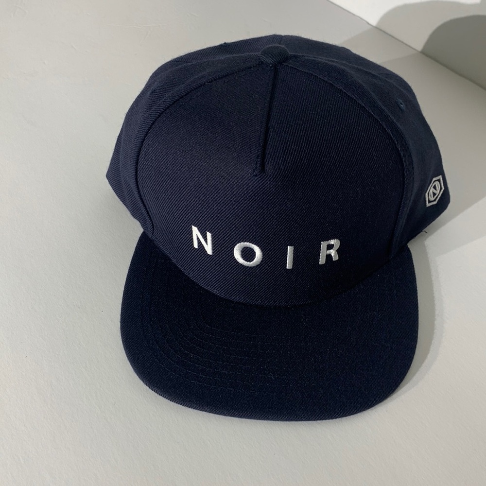 NOIR Embroidered Navy Snapback Hat - Men's Fashion Cap